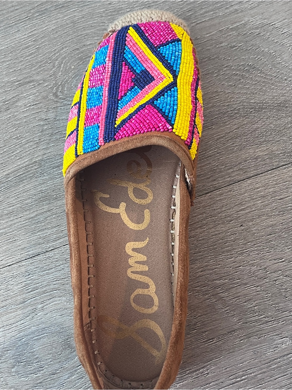 Sam Edelman Multicolor Beaded Slip-On Loafer in Pink, Yellow & Blue